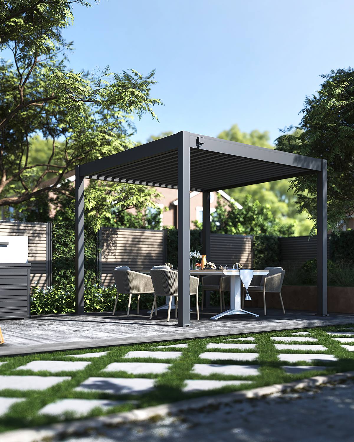 Tuindeco Advance line vrijstaande aluminium overkapping 300 x 300 x 255 cm antraciet