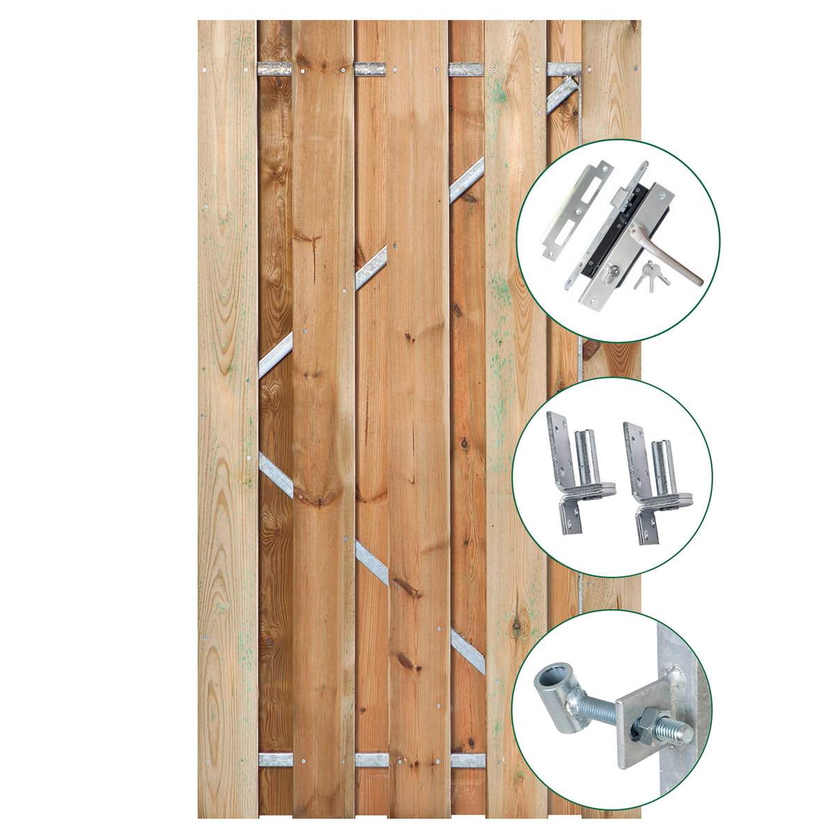 Tuindeur Solide grenen groen geïmpregneerd, 9-planks 180 x 90 cm