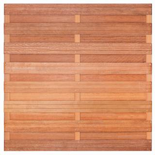 Tuinscherm Bronkhorst, keruing hardhout, RVS-geschroefd, horizontaal, 18-planks (15+3) 180 x 180 cm — 1