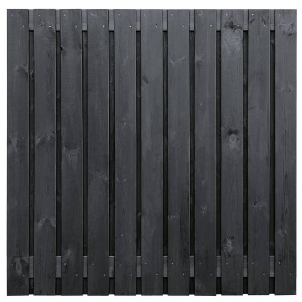 Tuinscherm Dresden, zwart gespoten vuren, RVS-geschroefd, 23-planks (21+2) 180 x 180 cm