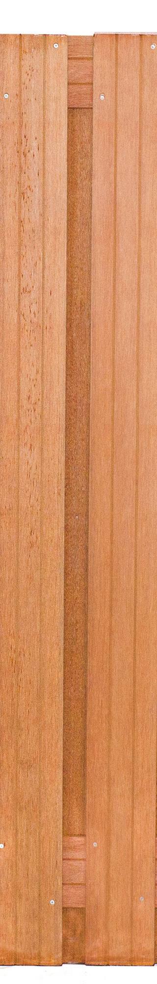Tuinscherm Dronten, keruing hardhout, RVS-geschroefd, 21-planks (19+2) 180 x 180 cm — 1
