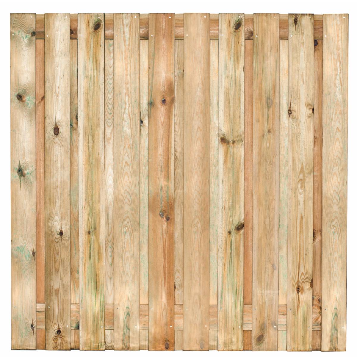 Tuinscherm Enschede, groen geïmpregneerd grenen, RVS-geschroefd, 21-planks (19+2) 180 x 180 cm