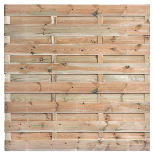 Tuinscherm Erica, groen geïmpregneerd grenen, RVS-geschroefd, horizontaal, 19-planks (15+4) 180 x 180 cm