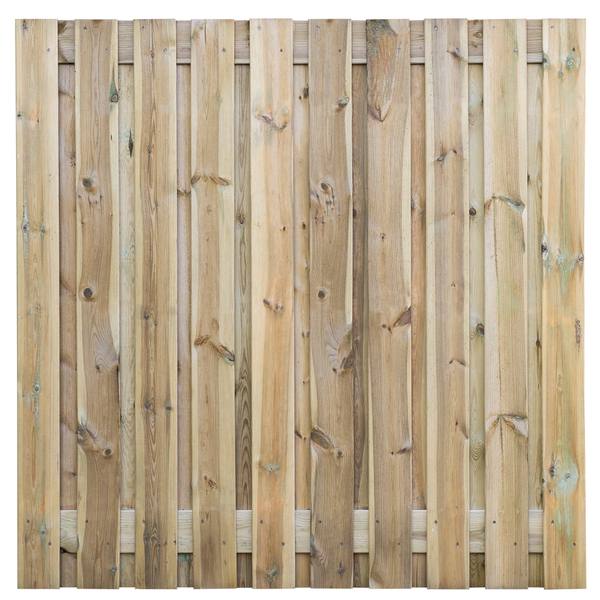 Tuinscherm Haaksbergen, groen geïmpregneerd grenen, RVS-geschroefd, 21-planks (19+2) 180 x 180 cm