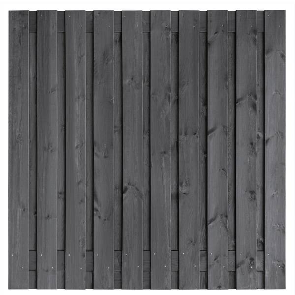 Tuinscherm Hengelo, zwart geïmpregneerd grenen, RVS-geschroefd, 21-planks (19+2) 180 x 180 cm