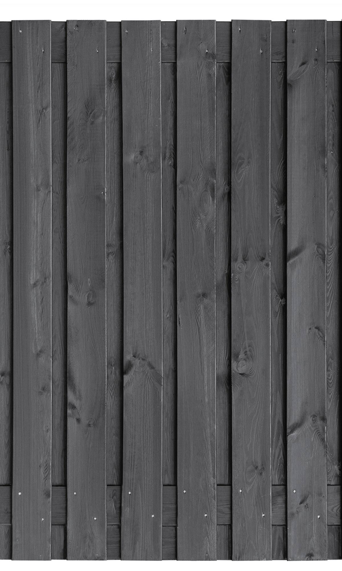 Tuinscherm Hengelo, zwart geïmpregneerd grenen, RVS-geschroefd, 21-planks (19+2) 180 x 180 cm