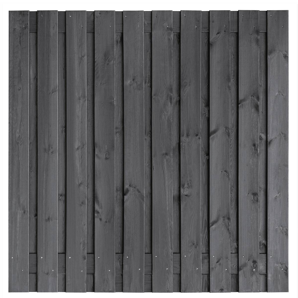 Tuinscherm Hengelo, zwart geïmpregneerd grenen, RVS-geschroefd, 21-planks (19+2) 180 x 180 cm