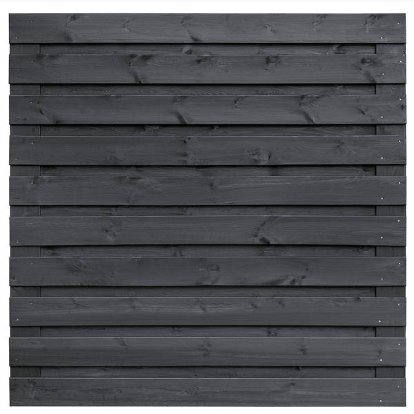 Tuinscherm Kassel, zwart gespoten vuren, RVS-geschroefd, 21-planks (19+2) 180 x 180 cm