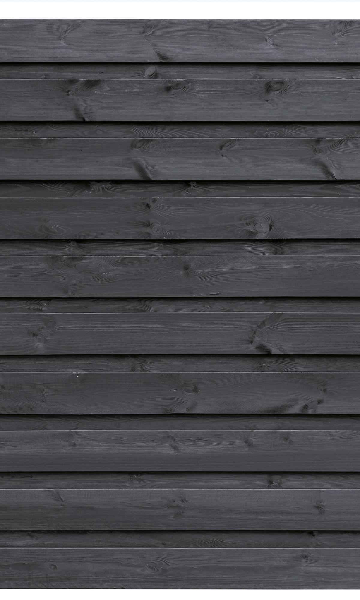Tuinscherm Kassel, zwart gespoten vuren, RVS-geschroefd, 21-planks (19+2) 180 x 180 cm