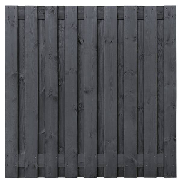 Tuinscherm Koblenz, zwart gespoten vuren, RVS-geschroefd, 19-planks (17+2) 180 x 180 cm