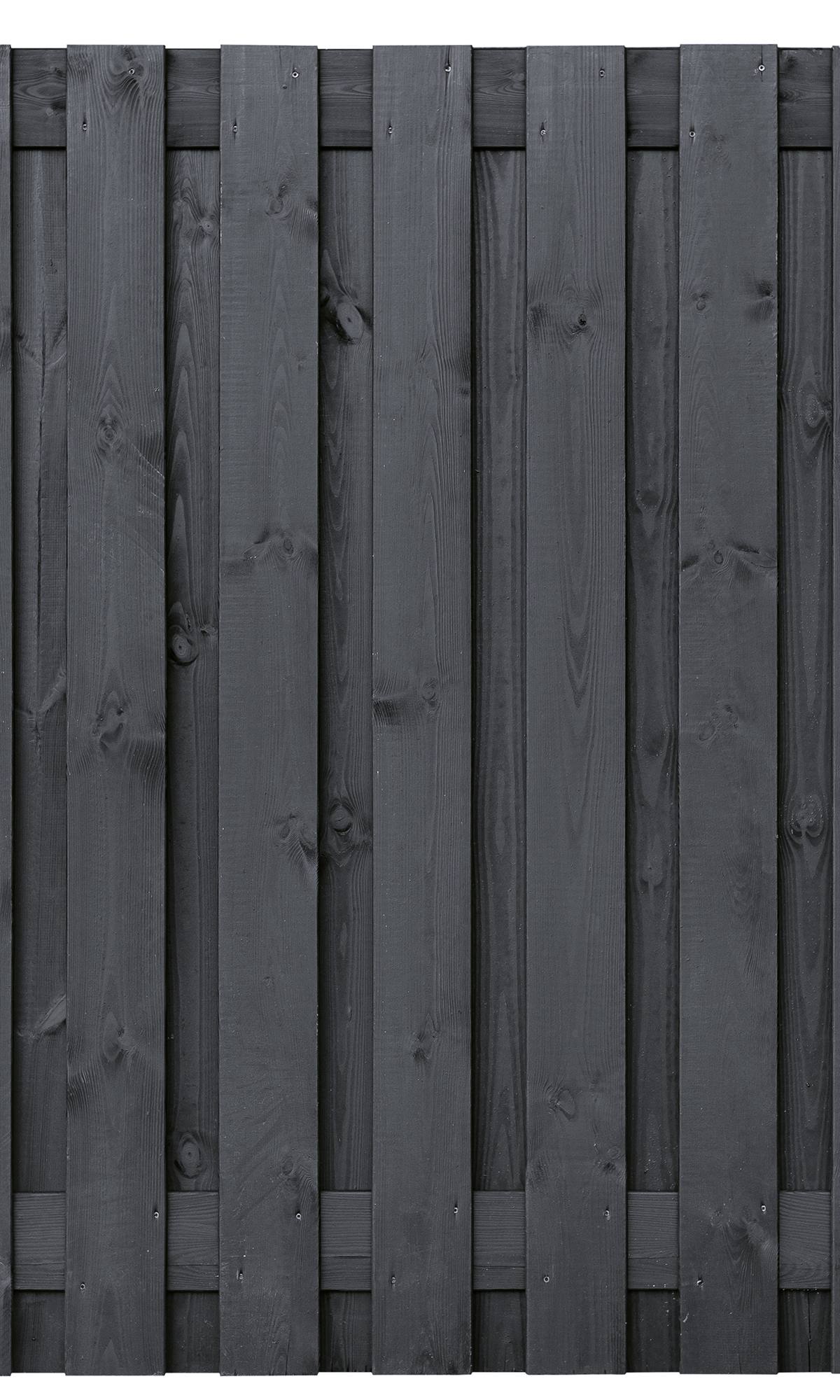 Tuinscherm Koblenz, zwart gespoten vuren, RVS-geschroefd, 19-planks (17+2) 180 x 180 cm