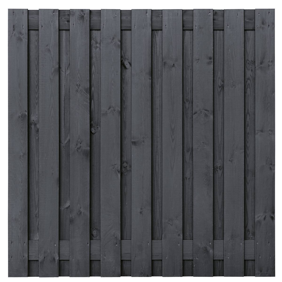 Tuinscherm Koblenz, zwart gespoten vuren, RVS-geschroefd, 19-planks (17+2) 180 x 180 cm