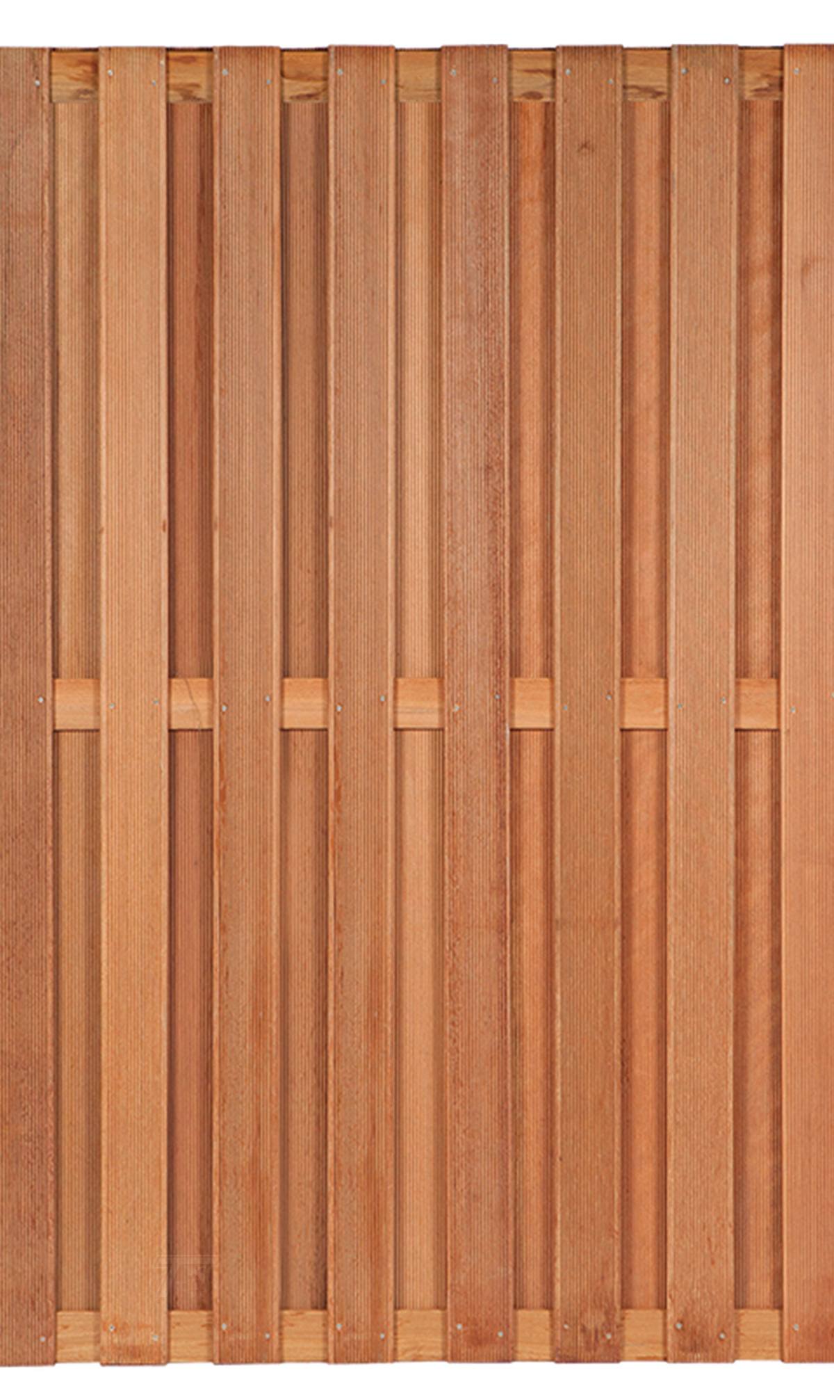 Tuinscherm Leeuwarden, keruing hardhout, RVS-geschroefd, 26-planks (23+3) 180 x 180 cm
