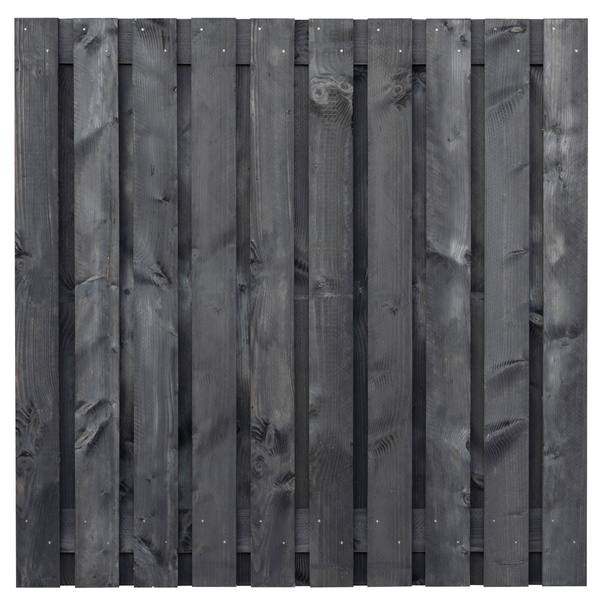 Tuinscherm Marlies, zwart geïmpregneerd douglas, RVS-geschroefd, 21-planks (19+2) 180 x 180 cm