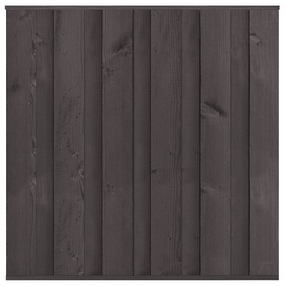 Tuinscherm Rosenheim, zwart gespoten grenen, RVS-geschroefd, 11-planks 180 x 180 cm