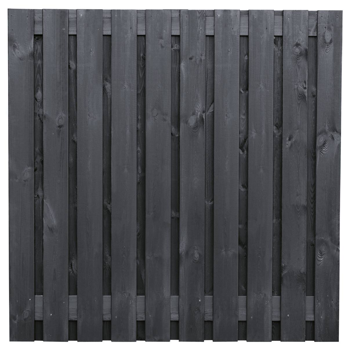Tuinscherm Stuttgart, zwart gespoten vuren, RVS-geschroefd, 21-planks (19+2) 180 x 180 cm