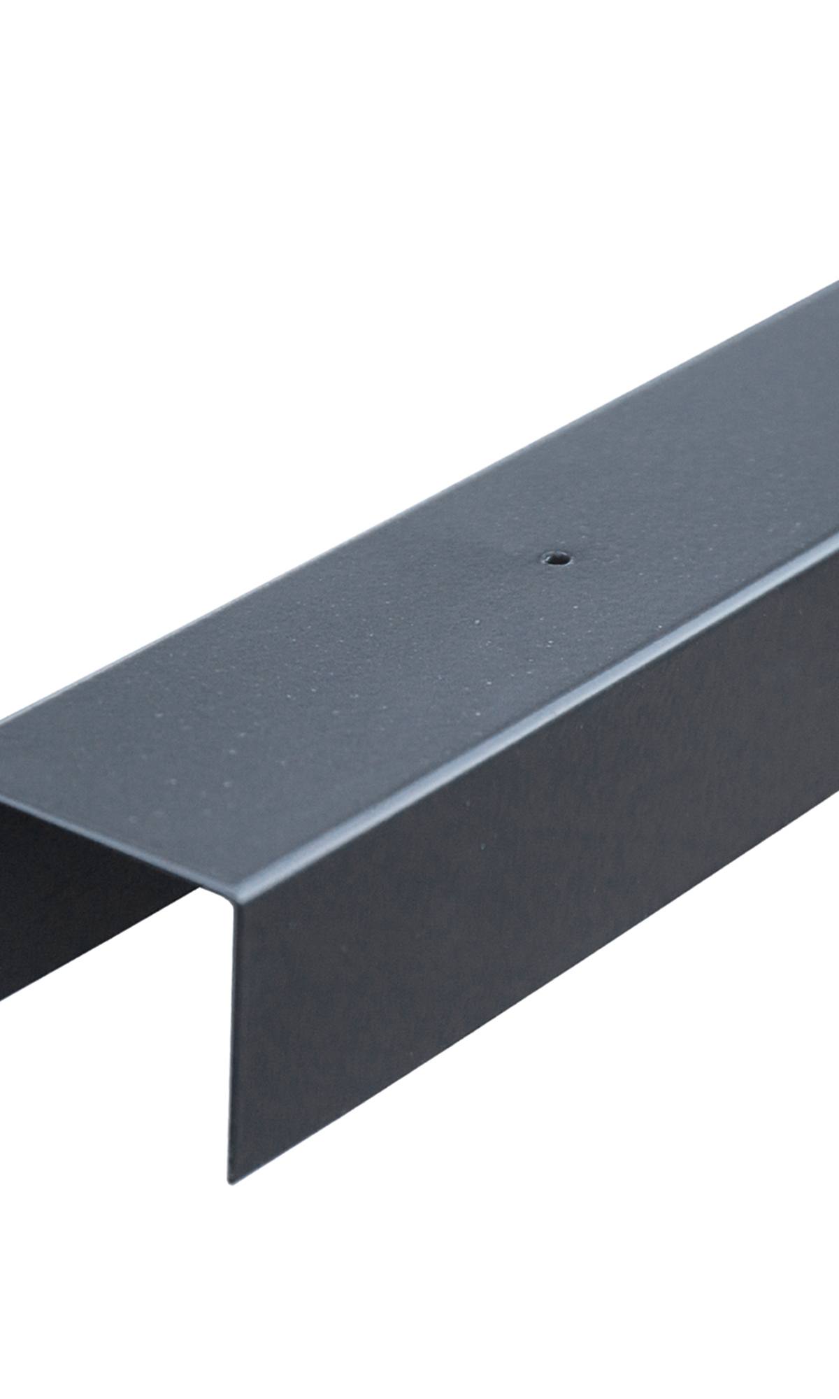 Verzinkte afdeklijst 50 mm U-profiel 180 cm (3-planks) zwart